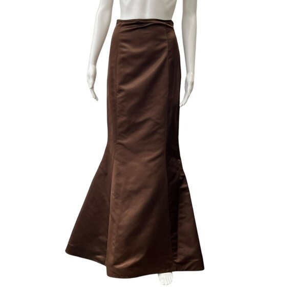 Maria Pinto Brown Silk Long High Waist Flared Skirt size 0-2 - Picture 1 of 11